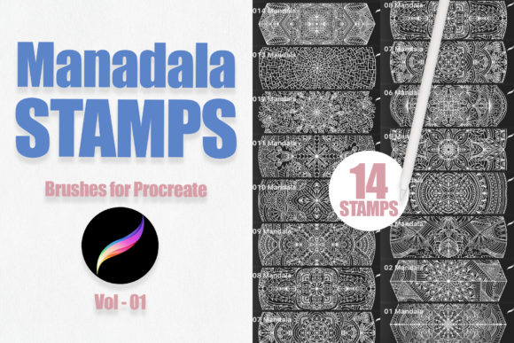 Download Procreate Brushes. Mandala Stamps Vol-01 - Procreate Collection