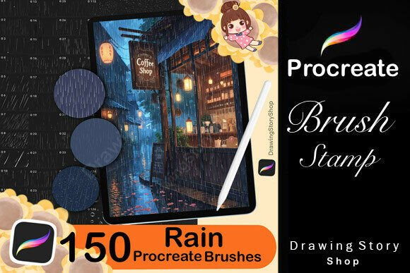 Download 150 Procreate Rain Textures Brushes - Procreate Collection