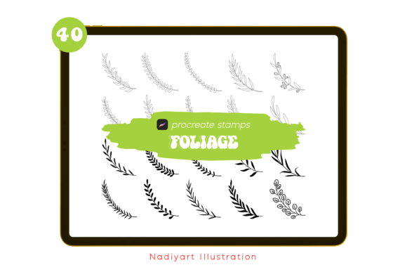 Download 40 Leaves Badge Procreate Stamps - Procreate Collection