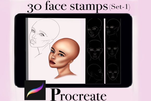 Download 30 Procreate Female Face Stamp (set-1) - Procreate Collection