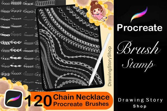 Download 120 Procreate Chain and Necklace Brushes - Procreate Collection
