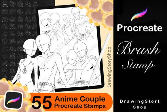 Download 55 Procreate Anime Couple Stamps Set 2 - Procreate Collection