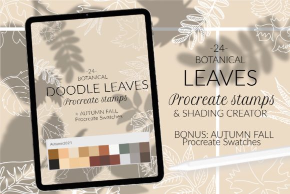Download Leaves Stamps for Procreate. Foliage Sha - Procreate Collection