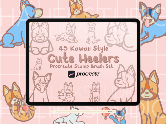Download Cute Heelers Procreate Stamp Brush Set - Procreate Collection