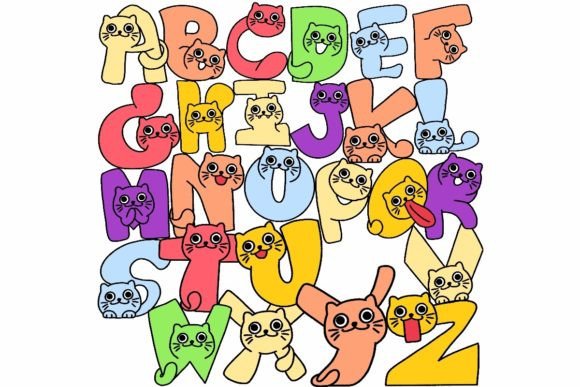 Download Cat Brush Stamps Procreate ABC+123 - Procreate Collection