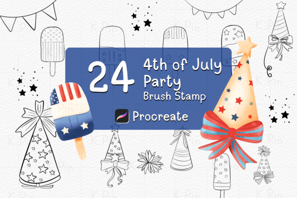 Download 24 Brush Stamp Procreate, 4th of July - Procreate Collection