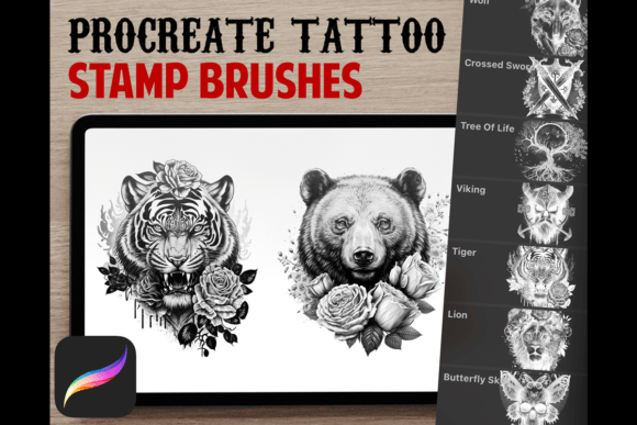 Download Tattoo Stamps Procreate Brush Set - Procreate Collection