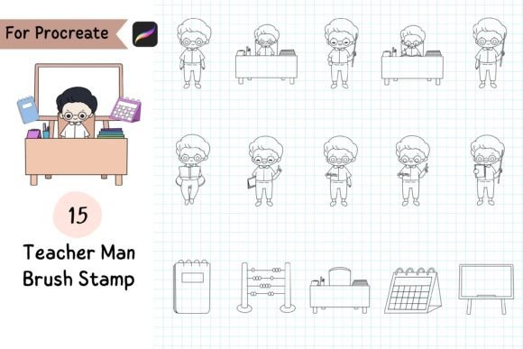 Download Procreate Brush Stamp Teacher Man - Procreate Collection