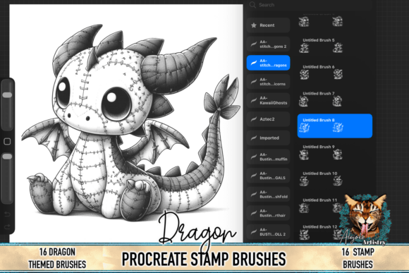Download Stitched Plush Dragon Procreate Stamps - Procreate Collection