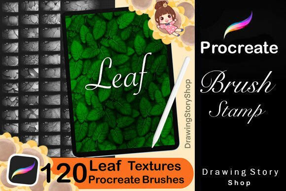 Download 120 Procreate Leaf Textures Brushes - Procreate Collection