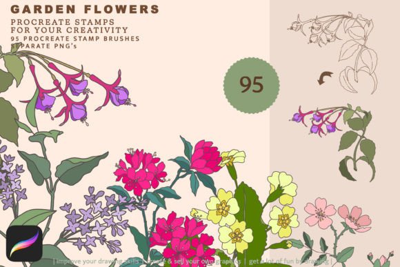 Download Garden Flowers Stamps Procreate Brushes - Procreate Collection