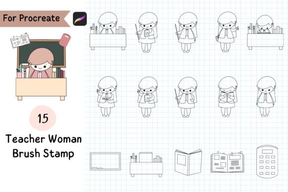 Download Procreate Brush Stamp Teacher Woman - Procreate Collection