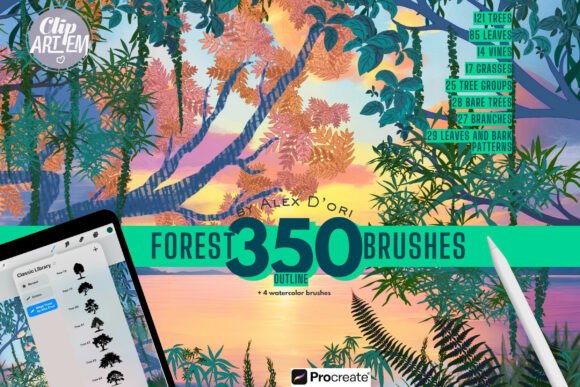 Download 350 Forest Leaves Grass Procreate Brushes - Procreate Collection