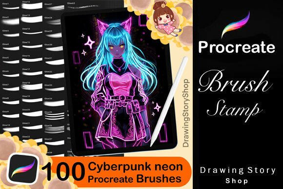 Download 100 Procreate Cyberpunk Glow Brushes - Procreate Collection