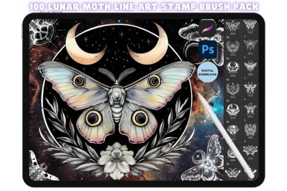 Download Procreate &amp; Photoshop Lunar Moth Stamp - Procreate Collection