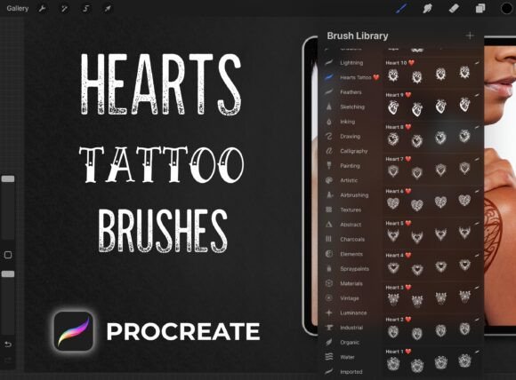 Download 22 Heart Tattoo Brushes - Procreate - Procreate Collection