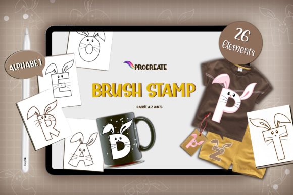 Download Procreate Brushes Stamp Alphabet Rabbit - Procreate Collection