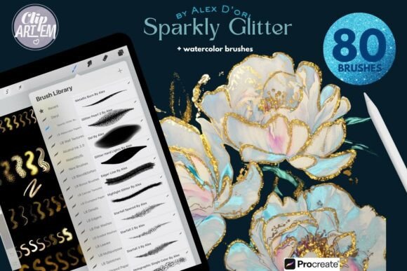 Download Glitter Watercolor Procreate Brushes 80 - Procreate Collection