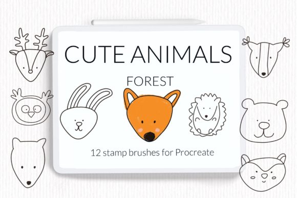 Download Forest Animals Doodle Procreate Stamps - Procreate Collection