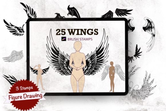 Download Wings,Figure Drawing,Procreate Stamps - Procreate Collection