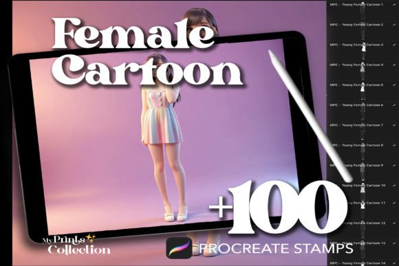 Download 100+ Procreate Female Cartoon Stamps - Procreate Collection