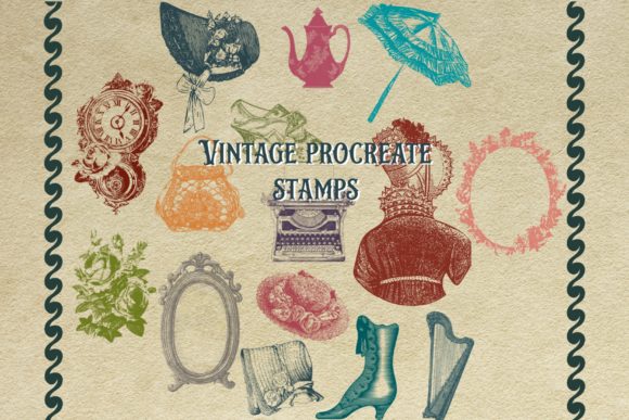Download 15 Vintage Procreate Brush Stamps - Procreate Collection