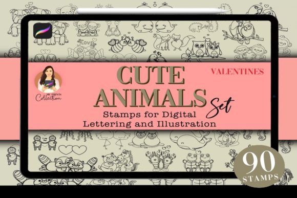 Download Cute Animals Valentines Procreate Stamps - Procreate Collection