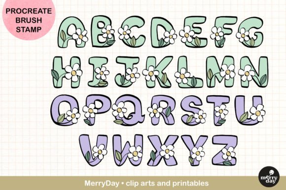 Download ABC Procreate Brush Stamp Flower Design - Procreate Collection