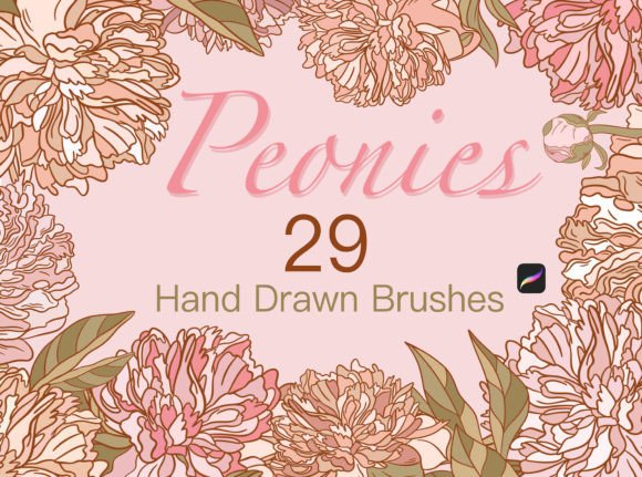 Download STAMP BRUSH PEONIES for PROCREATE - Procreate Collection
