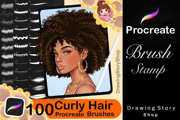 Download 100 Procreate Hair Curly Brushes - Procreate Collection