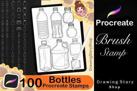 Download 100 Procreate Bottle Brush Stamps - Procreate Collection