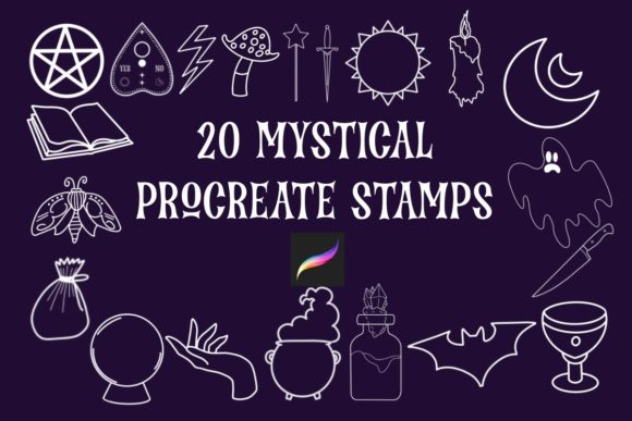 Download 20 Mystical Witchy Procreate Stamps - Procreate Collection