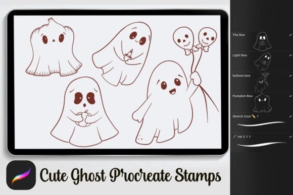 Download Cute Ghosts Procreate Stamp Brushes - Procreate Collection