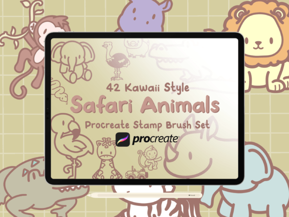Download Safari Animal Procreate Stamp Brush Set - Procreate Collection