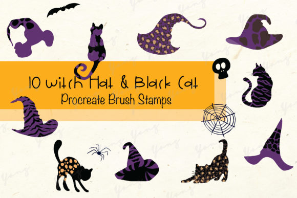 Download Procreate Brush Stamp Halloween Hat&amp;Cat - Procreate Collection