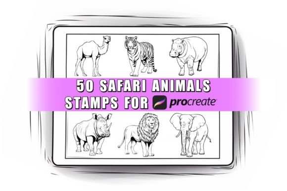 Download 50 Safari Animals Procreate Stamps Brush - Procreate Collection