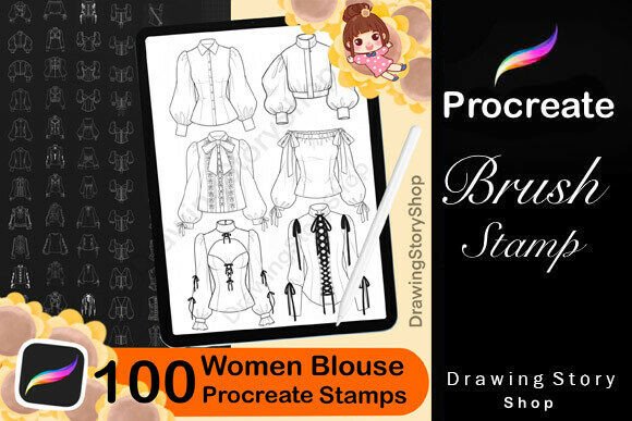 Download 100 Procreate Blouses Stamp Brushes - Procreate Collection