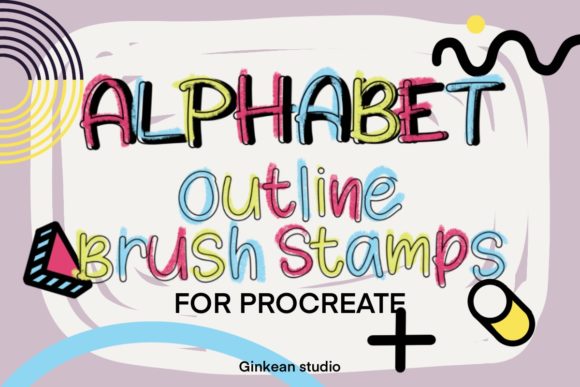 Download Alphabet Procreate Outline Brush Stamp - Procreate Collection