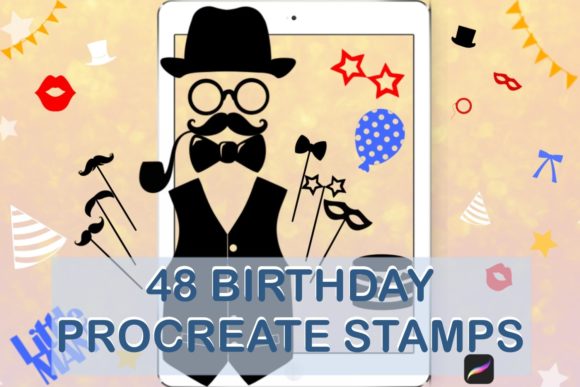 Download Birthday Stamps Brushes  for Procreate - Procreate Collection