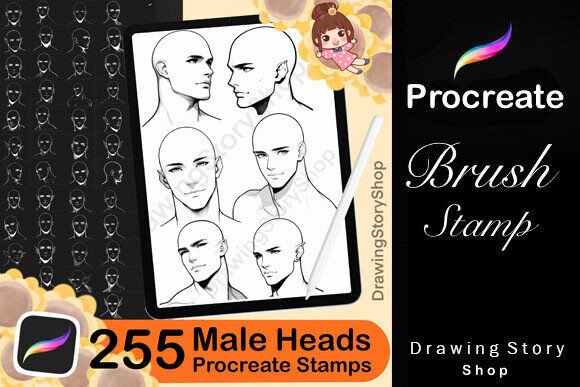 Download 255 Base Procreate Male Head Stamps - Procreate Collection