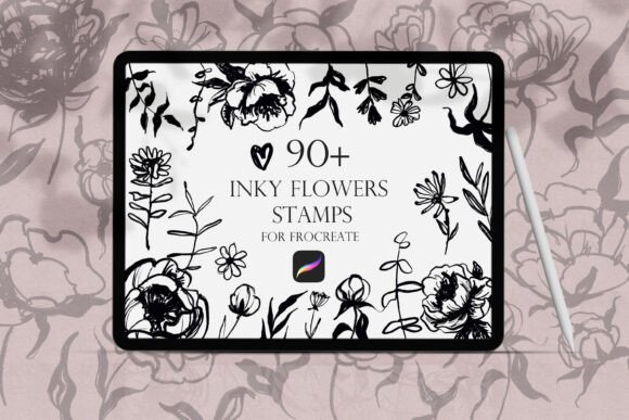 Download Inky Flowers Doodle Stamps Procreate - Procreate Collection