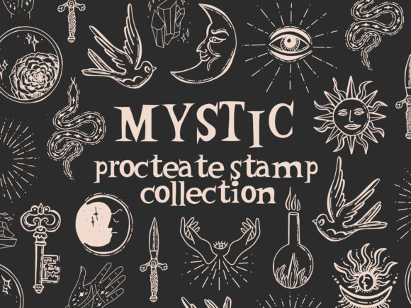 Download Mystic Symbols Sun Moon Stamps Procreate - Procreate Collection