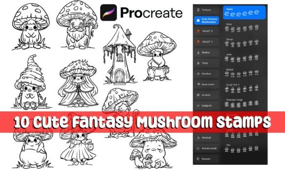 Download Procreate Stamp Brushes Fantasy Mushroom - Procreate Collection
