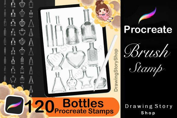Download 120 Procreate Bottles Glass Stamp Brush - Procreate Collection