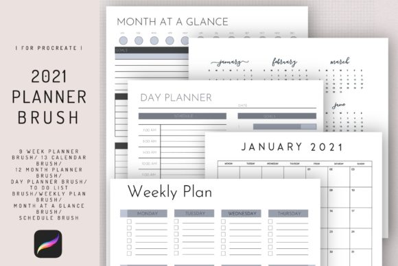 Download Procreate 2021 Planner Stamp Brush - Procreate Collection