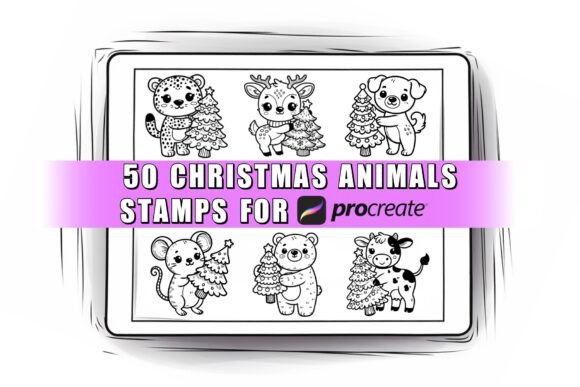 Download 50 Christmas Animals Procreate Stamps Br - Procreate Collection