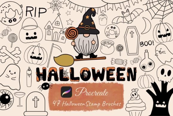Download 47Cute Halloween Procreate Stamp Brushes - Procreate Collection