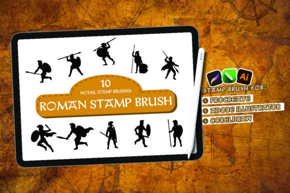 Download Roman Sldier Stamp Procreate, Corel, Ai - Procreate Collection