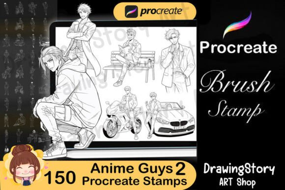 Download 150 Procreate Anime Guys Brushes Set2 - Procreate Collection