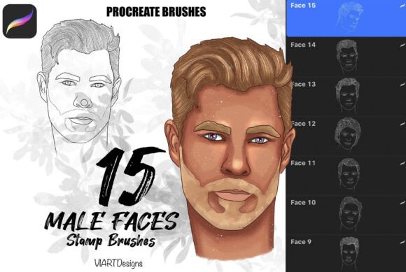 Download Male Faces Stamps for Procreate - Procreate Collection